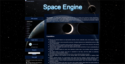 Screenshot der Webseite en.spaceengine.com